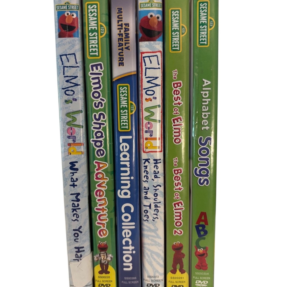 Sesame Street DVD Bundle Kids Elmo World ABCs Shapes 6-Disc Set Multicolor EUC